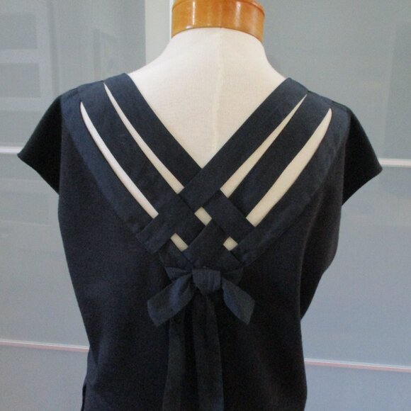 See by Chloe Wool Blend Black V-Neck Sleeveless Shift Dress - Picture 4 of 7